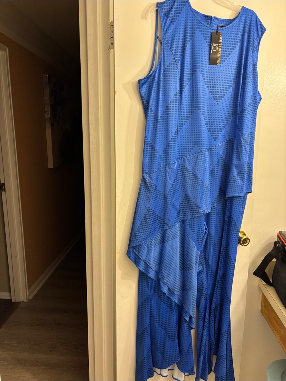 Asymmetrical Tiered Blue Sleeveless Jumpsuit